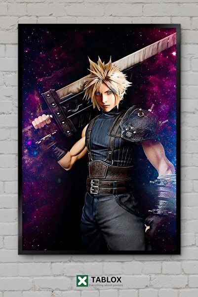 TABLOX Cloud Strife Final Fantasy Game Character Decorative MDF Tablo cu cadru