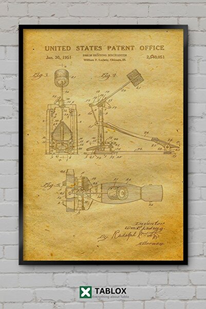 TABLOX Πεντάλ για μπάσο τύμπανο Patent Davul Vintage Μουσικό Όργανο με Πλαίσι...