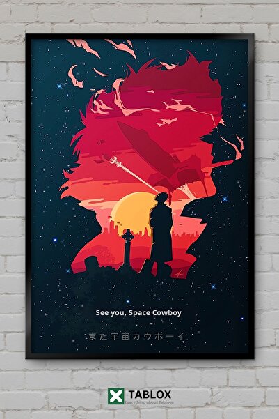 TABLOX Cowboy Bebop Anime Space Cowboy Jazz Ιαπωνικό ρετρό πλαίσιο με διακοσμ...