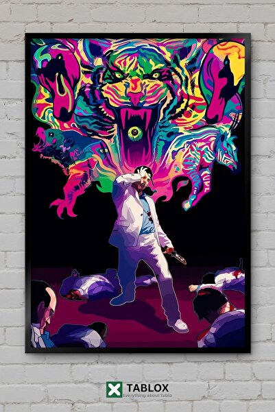 TABLOX Hotline Miami Video Game Retro Action Neon Poster Frame Look Decorativ...