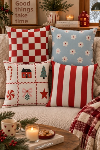 Evdek Double-Sided Printed 4-Piece Throw Pillow Cover Set 6Eld7