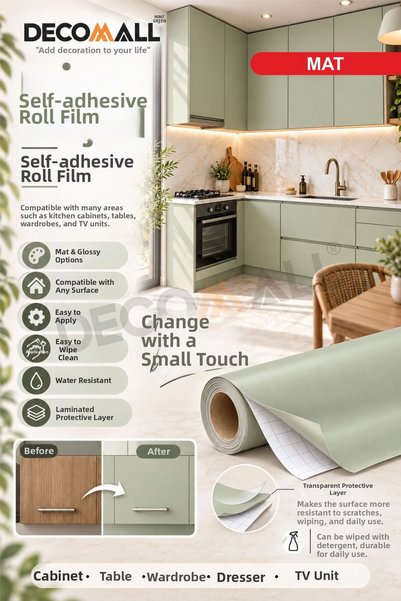 DECOMALL (Code 362) Mint Green Self-Adhesive Cabinet Furniture Table Tiles Ba...