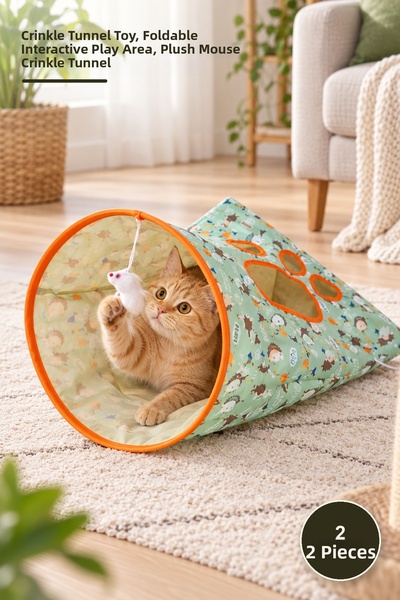 Yenilig 2 Pcs Rustling Cat Play Tunnel Bag – Rustling Tunnel Toy, Foldable In...