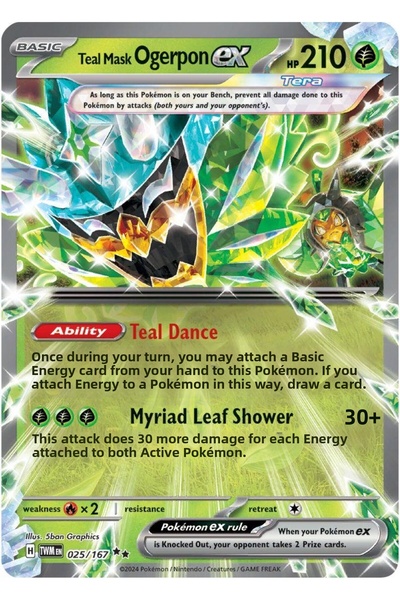 Pokemon Teal Mask Ogerpon Ex # 25 Twilight Masquerade Original Cards