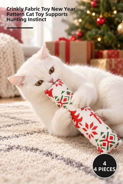 Yenilig 4 Pieces of Christmas Concept Rustling Cloth Cat Toys – Rustling Clot...