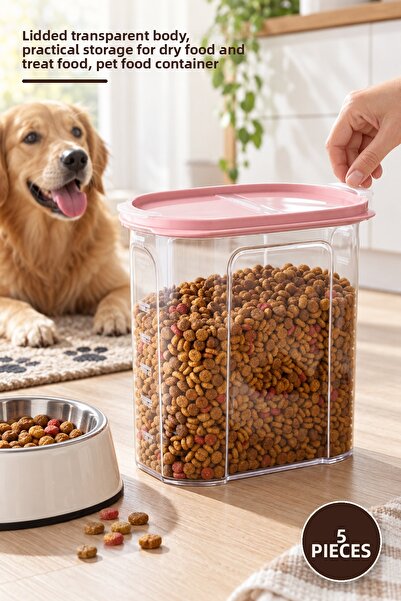 Yenilig 5 Pieces 1.7 Lt Food Storage Box – Transparent Body with Lid, Practic...