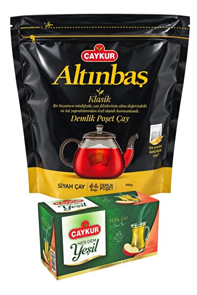 Çaykur Herdem Apple Green Tea and Altinbash 80's Teapot Tea Bag Package