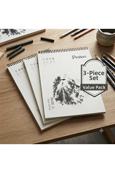 Proton Spiral Bound Drawing Notebook 25X35 40 Sheets Set of 3