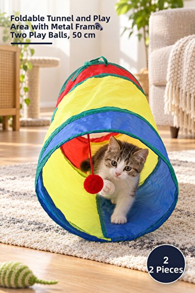 Yenilig 2 Cat Play Tunnels – Foldable Tunnel and Playground with Spring Steel...