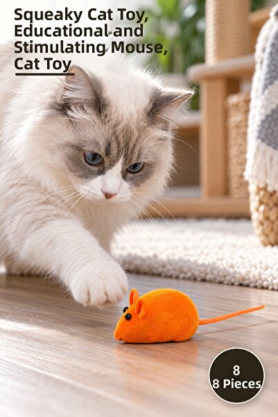 Yenilig 8 Pieces of Cat Training Game Mouse – Sound-Activated Cat Toy, Traini...