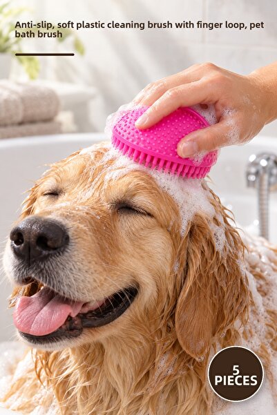 Yenilig 5 Pieces Cat and Dog Washing Brush – Soft Plastic Cleaning Brush with...