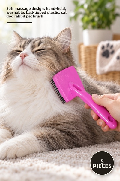 Yenilig 5 Pieces Pet Combs – Soft Massage Design, Handheld, Washable, Plastic...