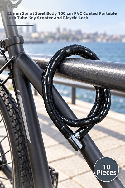 Yenilig 10 Pieces Motor Bike Lock – 22 mm Spiral Steel Body 100 cm Pvc Coated...