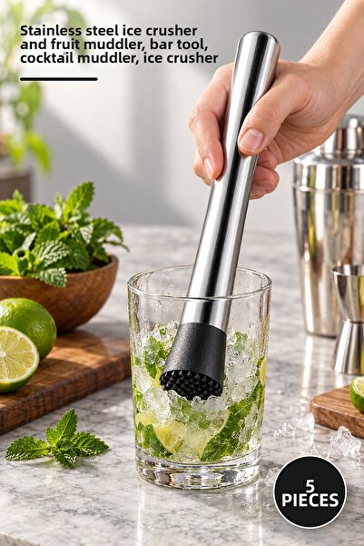 Yenilig 5 Pieces Ice Crushing Stick – Stainless Steel Ice Crusher and Fruit M...