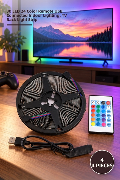 Yenilig 4 Pieces Rgb Led Strip – 30 Leds 24 Colors Controlled USB Connected I...