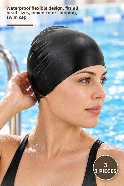 Yenilig 3 Pieces Latex Pool Swimming Cap – Waterproof Flexible Design, Fits A...