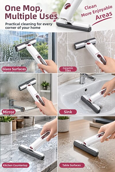 İnfeta White Multi-Purpose Glass Tile Mini Cleaning Mop Practical Wiping Tool