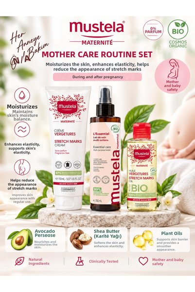 Mustela مجموعة عناية الأم - كريم علاج التشققات، لوشن العناية متعدد الأغراض، و...