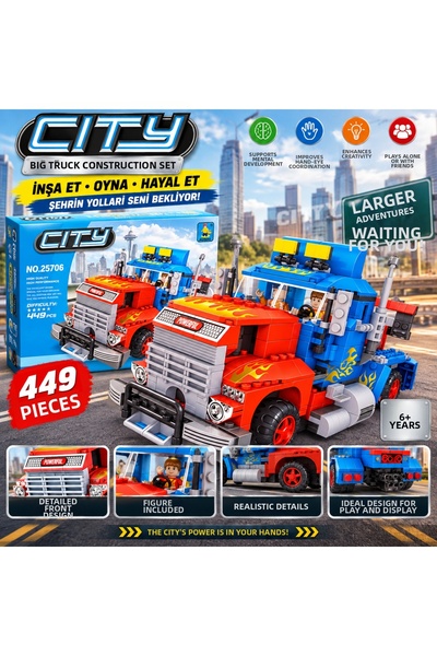 TRUST STORE Large Truck Construction Set 449 Pieces Detailed Truck Figure and...