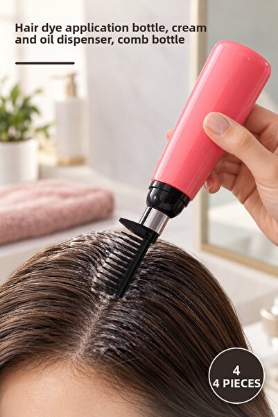 Yenilig 4 Pieces of Comb Hair Coloring Bottles – Hair Dye Application Bottle,...