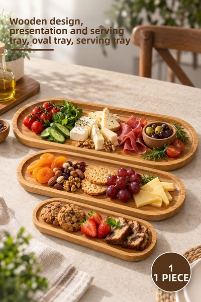 Yenilig 1 Piece Oval Presentation Plate Set – Wooden Design, Presentation and...