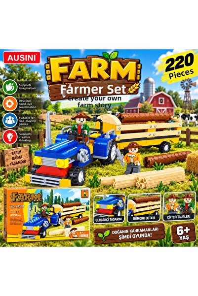 TRUST STORE Farmer Set 220 Piece Farm Building Set with Farming Tractor and T...