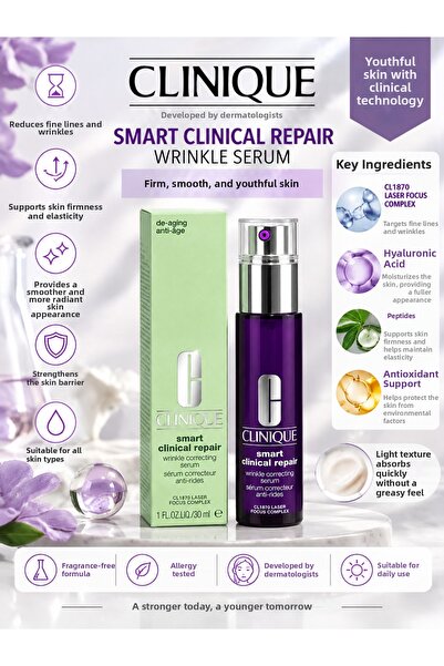Clinique Smart Repair Serum 30 ml – Helps Reduce the Appearance of Wrinkles a...