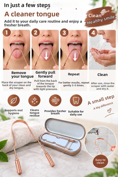 İnfeta Copper Tongue Cleaner U Type Tongue Scraper Plaque Removal Apparatus Oil Pulling