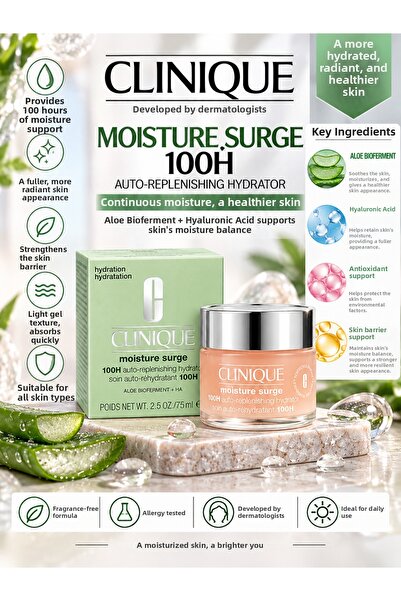Clinique Moisture Surge 100H 75 ml – Gel Cream That Moisturizes the Skin and ...