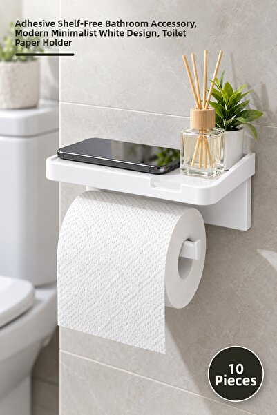 Yenilig 10 Pieces Toilet Paper Hanger – Adhesive No-Drill Bathroom Accessory ...