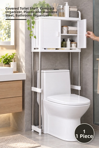 Yenilig 1 Piece Bathroom Organizer Shelf Cabinet – Over-The-Toilet Shelf with...