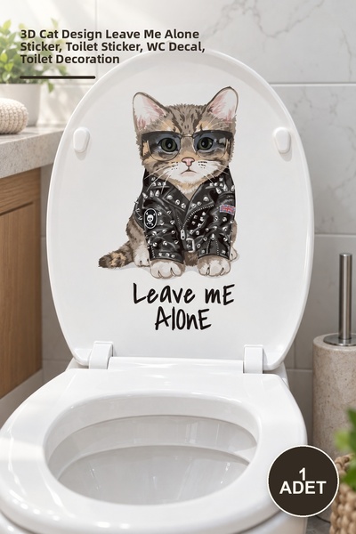 Yenilig 1 Piece Toilet Seat Sticker – 3D Cat Design Leave Me Alone Sticker, T...