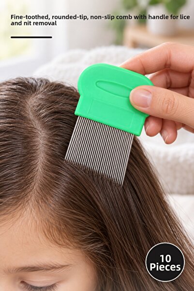 Yenilig 10 Pieces of Lice Comb – Fine-Toothed, Rounded Tip, Non-Slip Handle H...