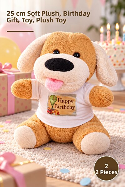 Yenilig 2 Pieces Happy Birthday T-Shirt Plush Dog - 25 cm Soft Plush, Birthda...