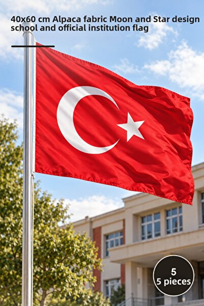 Yenilig 5 Pieces of Turkish Flag – 40X60 cm Alpaca Fabric Moon-Star Design Sc...