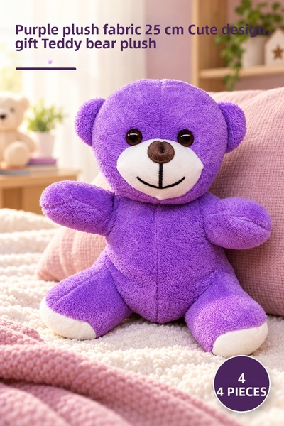 Yenilig 4 Pieces Plush Teddy Bear – Purple Plush Fabric 25 cm Cute Design, Gi...