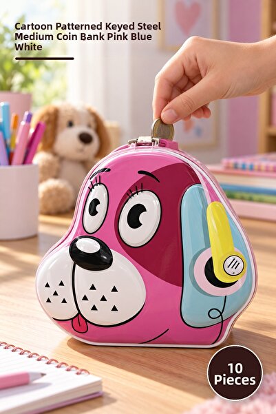 Yenilig 10 Pieces Dog Design Piggy Bank – Cartoon Patterned Steel Medium Size...