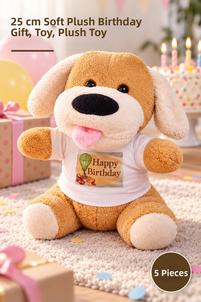 Yenilig 5 Pieces Happy Birthday T-Shirt Plush Dog - 25 cm Soft Plush, Birthda...