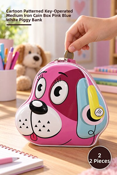 Yenilig 2 Pieces Dog Design Piggy Bank – Cartoon Patterned Steel Medium Size ...