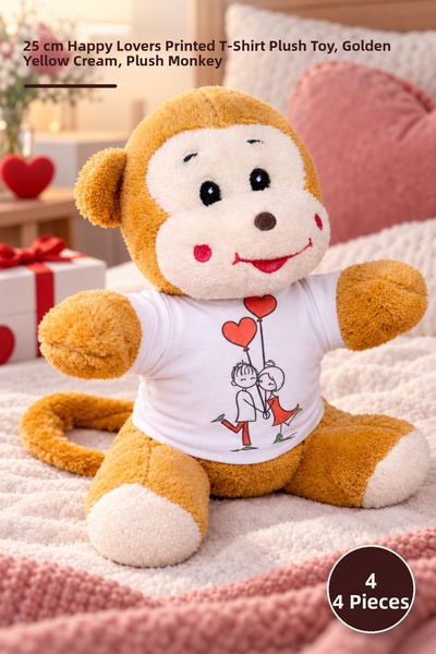 Yenilig 4 Pieces of Plush Monkey – 25 cm Cute Plush Toy with Happy Lovers Pri...