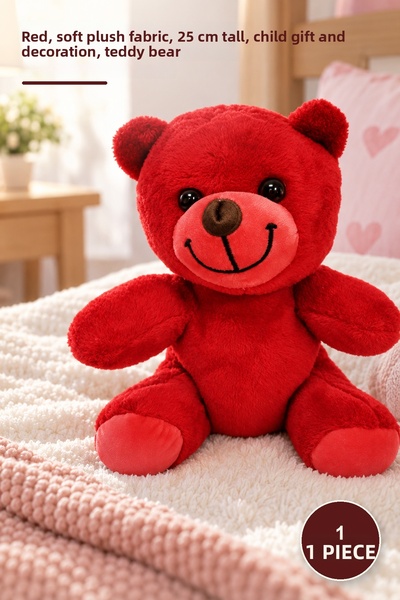 Yenilig 1 Piece Plush Teddy Bear - Red, Soft Plush Fabric, 25 cm Tall, Childr...