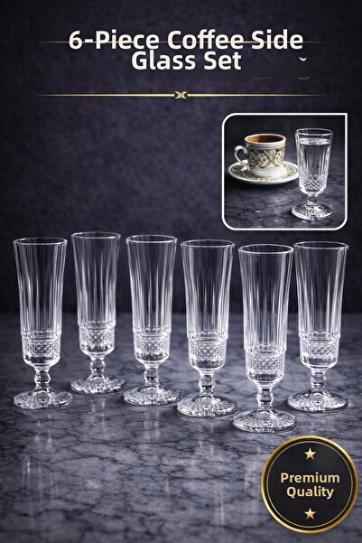 ORTAKÖYCENNETİ 6 Pieces Poland Elysia Footed Crystal Coffee Flute Glasses 140ml