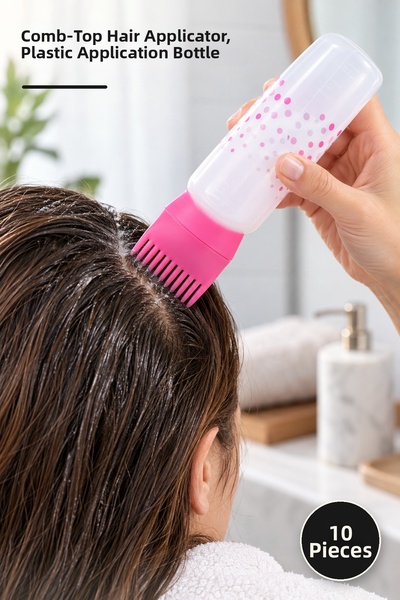 Yenilig 10 Pieces of Comb-Headed Hair Application Bottles – Hair Applicator w...