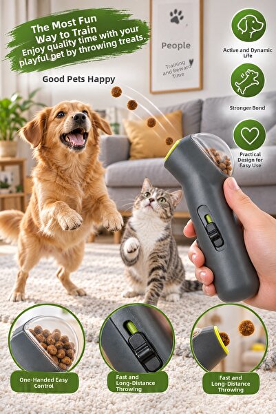 İnfeta Gray Chambered Cat and Dog Treat Dispenser Interactive Training and Pl...