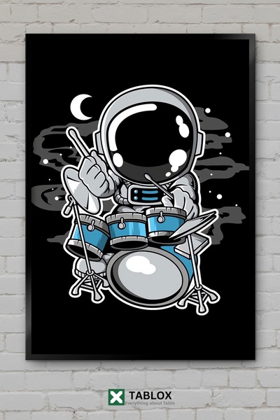 tablomaxtbx Astronaut Drummer Cartoon Space Music Frame Appearance Decorative...