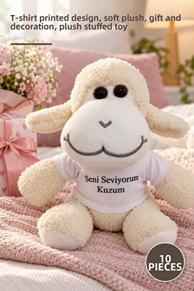 Yenilig 10 Pieces I Love You Lamb Plush Toy – T-Shirt Printed Design, Soft Pl...