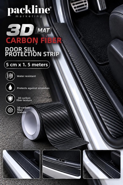 Packline Marketing 3D Matte Carbon Trunk Door Sill Protector Strip Protection...