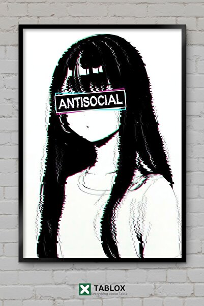 tablomaxtbx Antisocial Sad Üzgün Girl Girl Glitch Grief Art Tablou decorativ ...