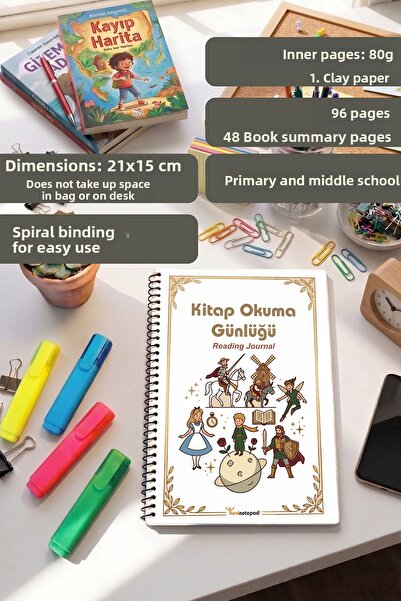 Tieni دفتر يوميات لقراءة الكتب، مقاس A5، 21×15 سم، مجلد حلزوني، دفتر تتبع الق...
