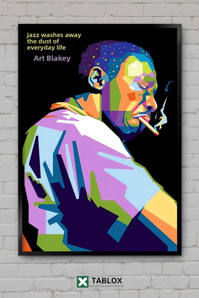tablomaxtbx Art Blakey Drummer Jazz Music Vintage Frame Look Decorative Mdf P...
